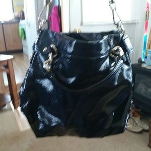 Blue leather coach purse